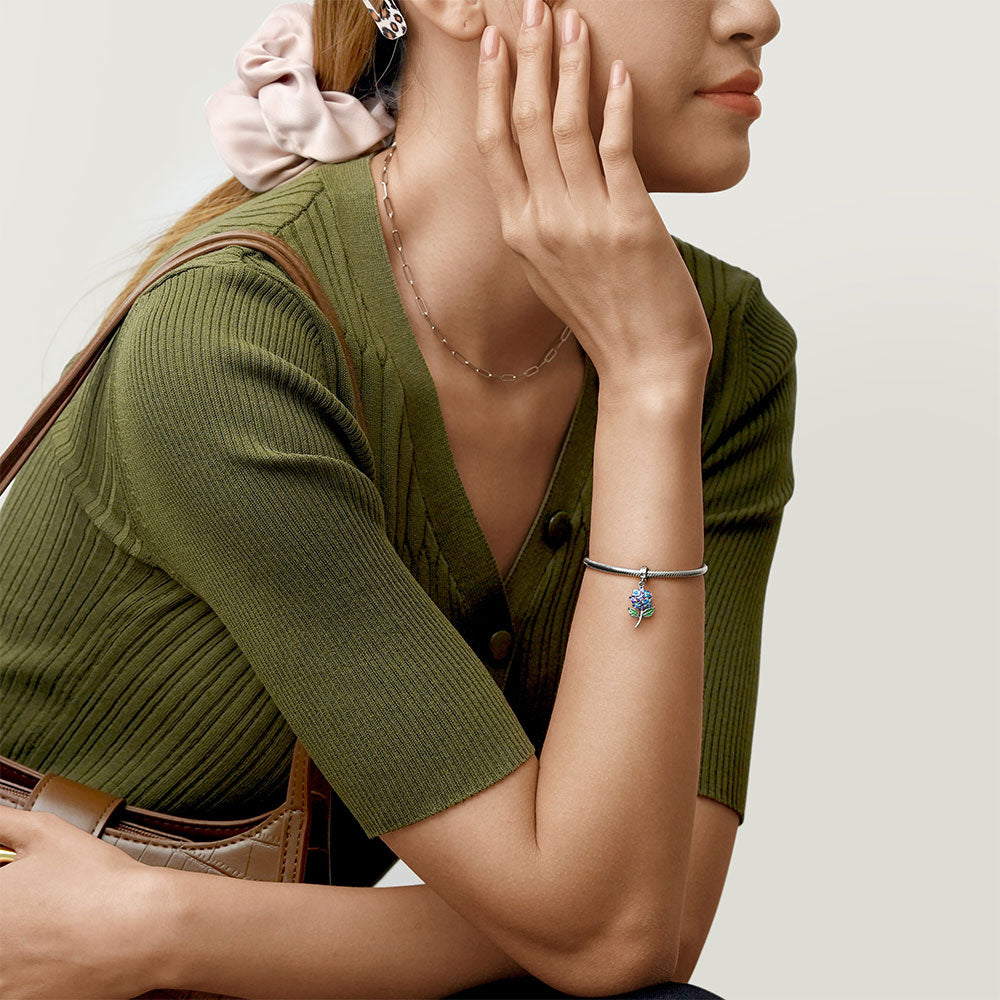 Gnoce Blooming Hydrangea Pendant Dangle Charm_5