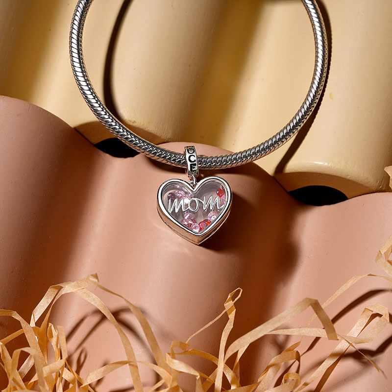 Gnoce Sparkling Mom Heart Pendant Dangle Charm_3