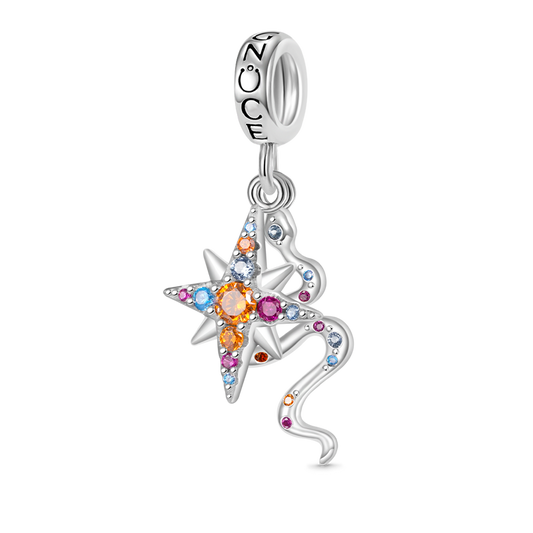Gnoce Sparkling Snake & Star Double Pendant Dangle Charm_1
