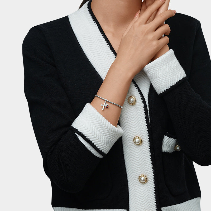 Gnoce "Be still" Cross & Heart Double Pendant Dangle Charm_4