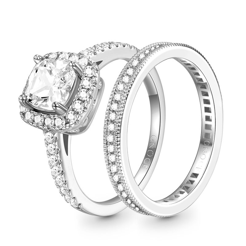 Gnoce Double Clear Square Cut Stackable Ring Set_2