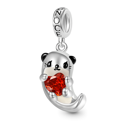 Gnoce Lovely Otter Embraces Heart Gem Charm_1