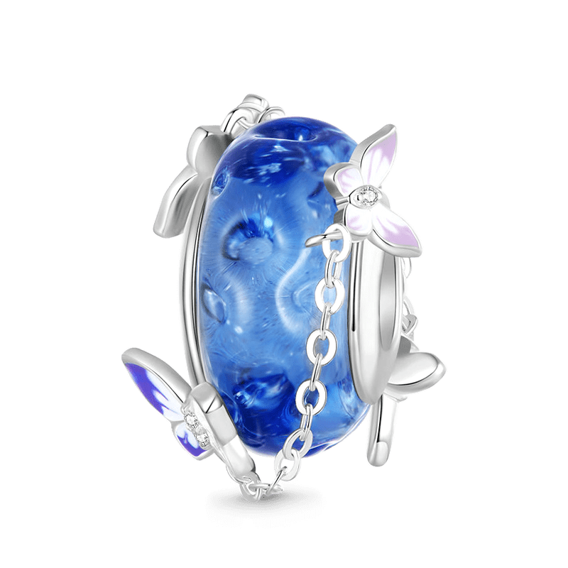 Gnoce Natural Blue Stone with Butterfly Tassel Charm_1