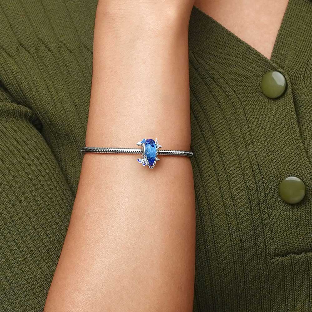 Gnoce Natural Blue Stone with Butterfly Tassel Charm_4