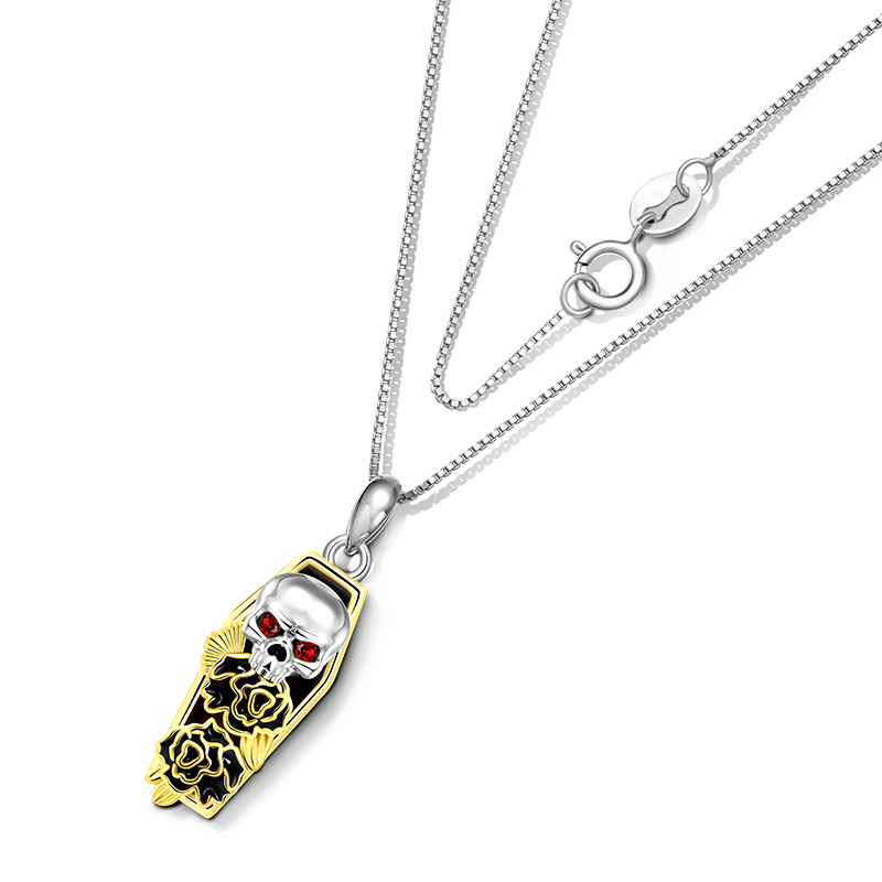 Gnoce Skull with Roses in the Coffin Necklace_2