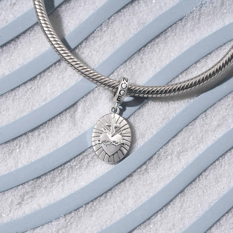 Gnoce Radiant Sacred Heart Pendant Dangle Charm_3