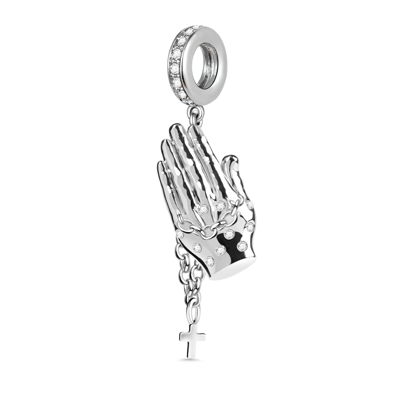 Gnoce "Pray For You" 925 Sterling Silver Charm Pendant with Shining CZ For Your Family_1