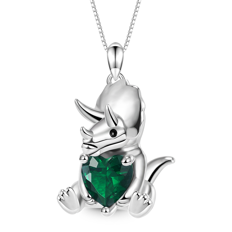 Gnoce Triceratops Embraces Heart Gem Necklace_1