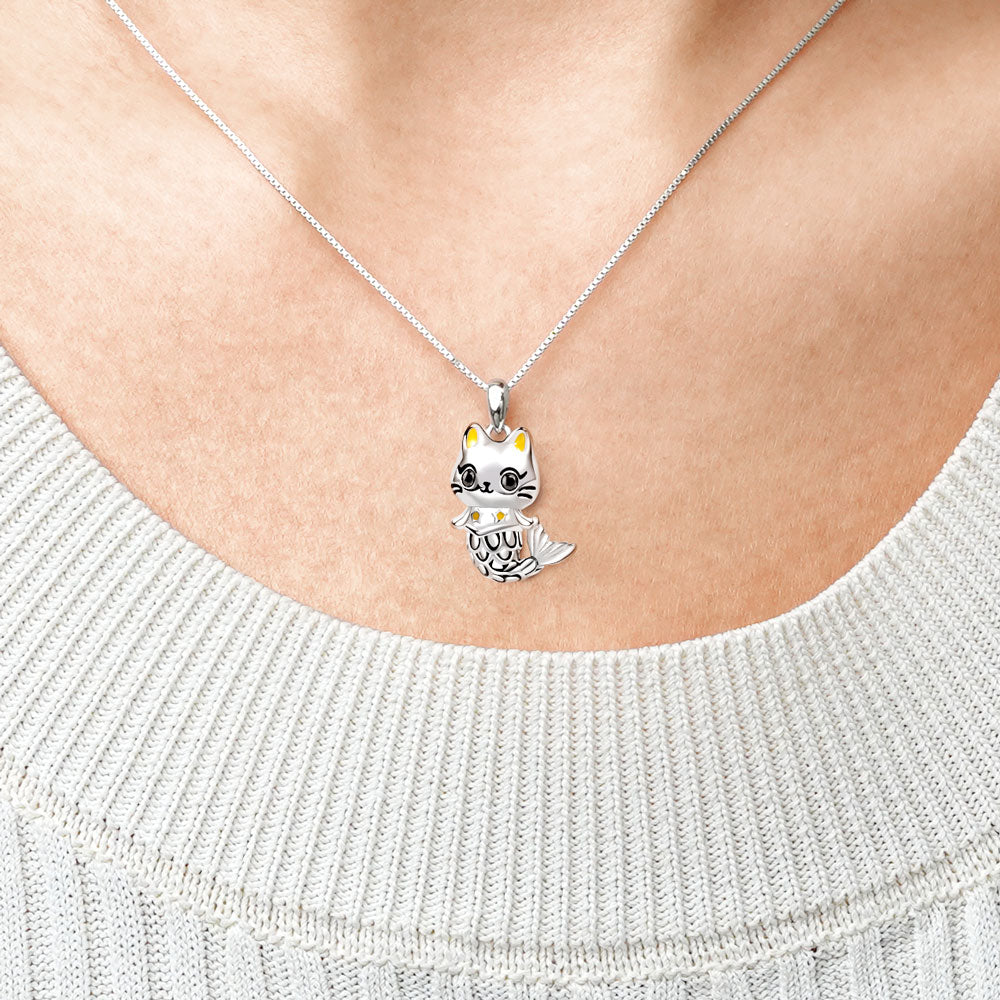 Gnoce Cute Cat Mermaid Necklace_4