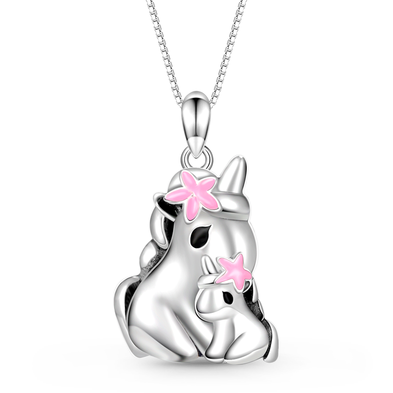 Gnoce Embrace Love Sakura Unicorn & Baby Necklace_1