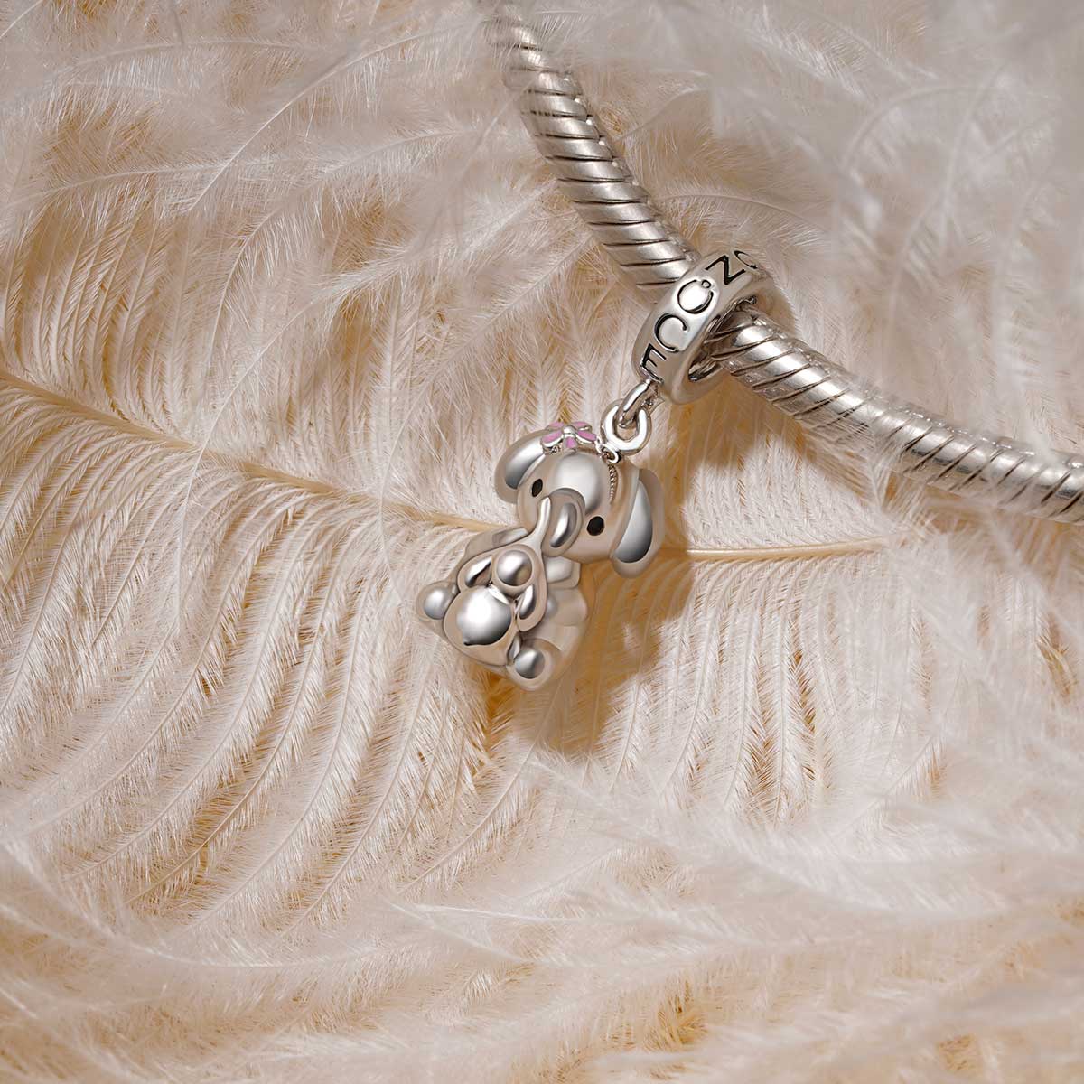 Gnoce Embrace Love Elephant & Baby Pendant Dangle Charm_3