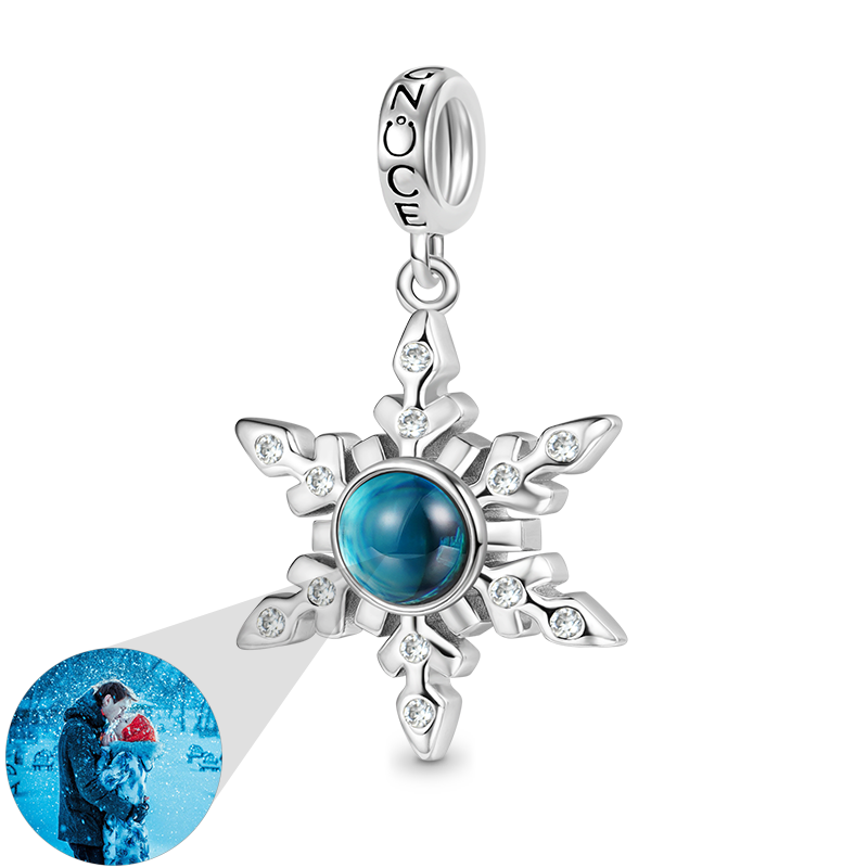 Gnoce Snowflake Personalized Photo Pendant Dangle Charm_1