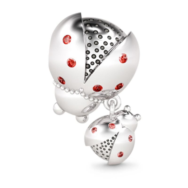 Gnoce "Be Thankful"  925 Sterling Silver Dangling Charm Cute Ladybug Charm Great Gift for Animal Lovers_1