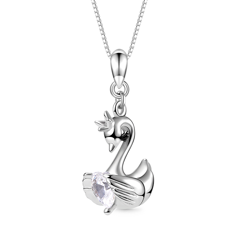 Gnoce Swan Embraces Heart Gem Necklace_1
