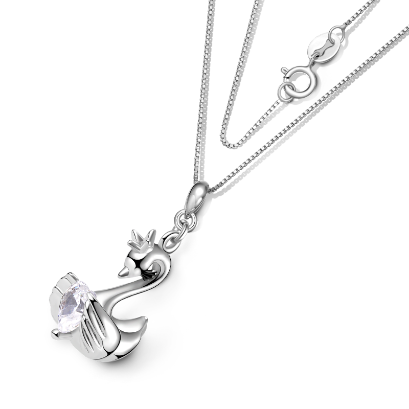 Gnoce Swan Embraces Heart Gem Necklace_2