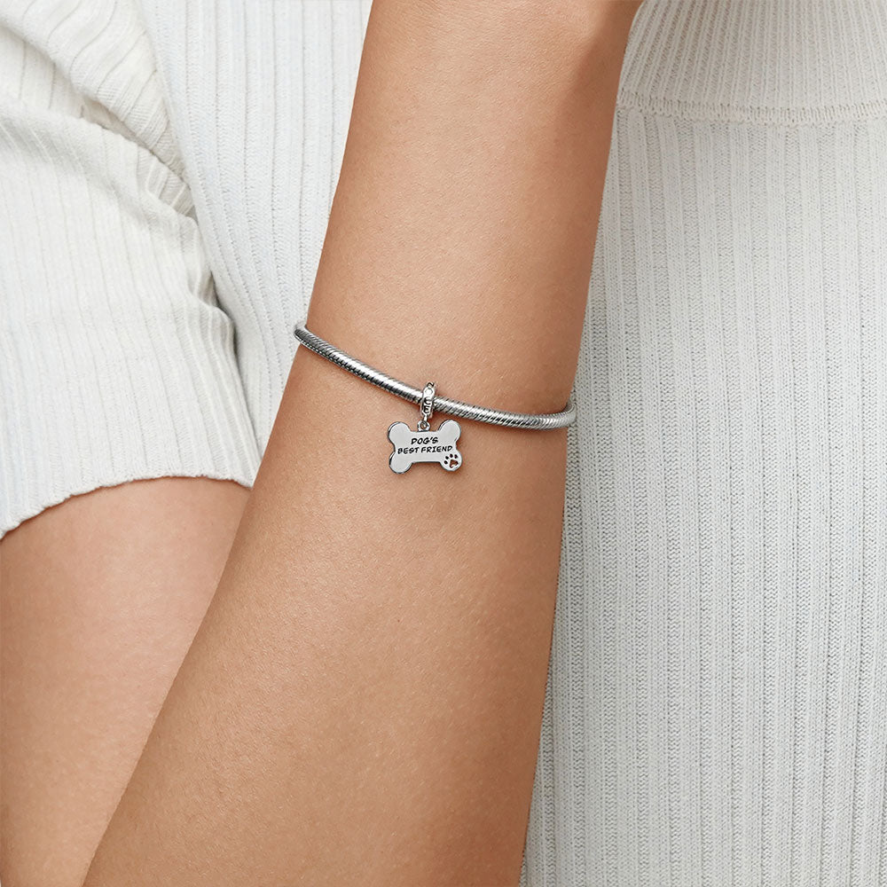 Gnoce Dog Loves Bone Engravable Pendant Dangle Charm_3