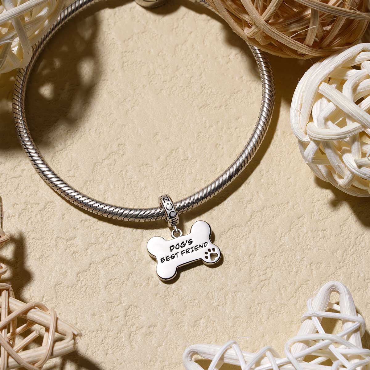 Gnoce Dog Loves Bone Engravable Pendant Dangle Charm_2