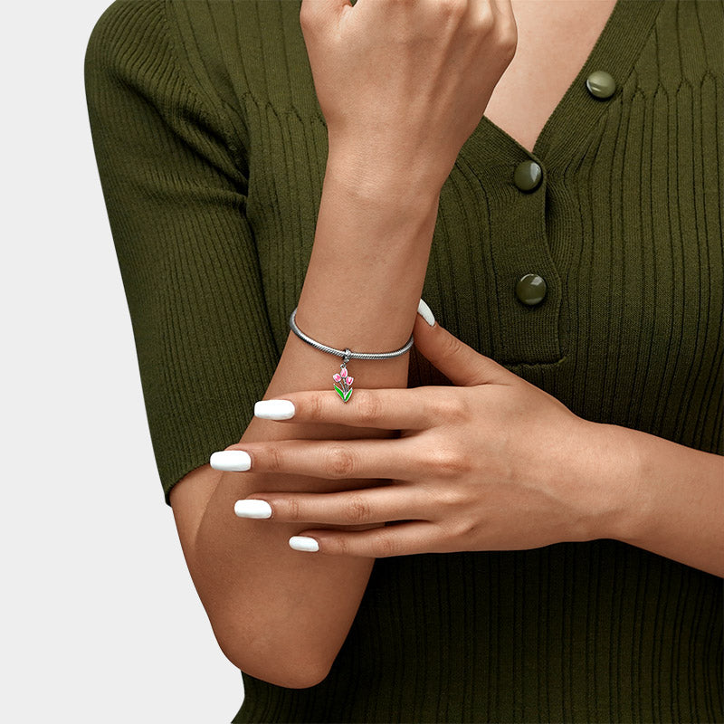 Gnoce Blooming Tulip Pendant Dangle Charm_4