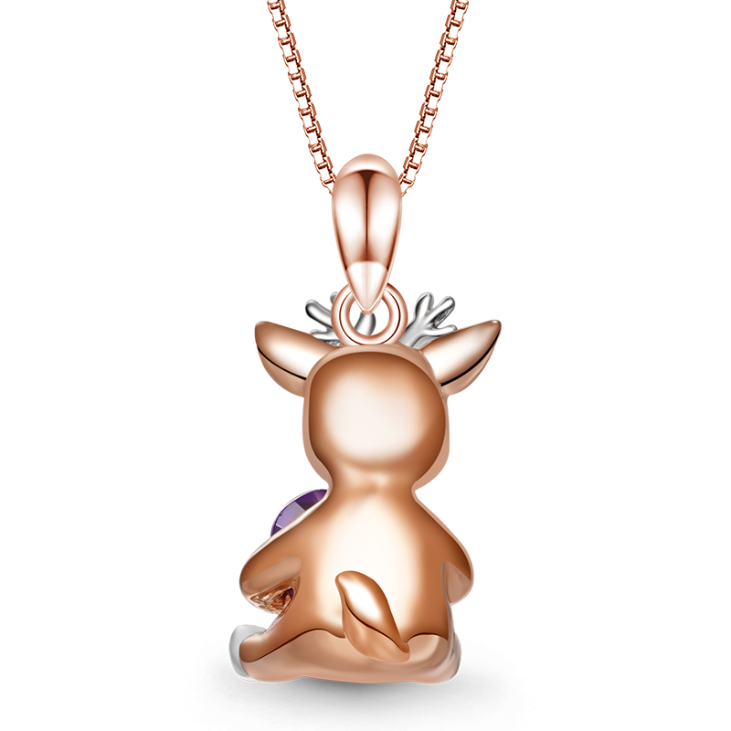Gnoce Lovely Deer Embraces Heart Gem Necklace_2