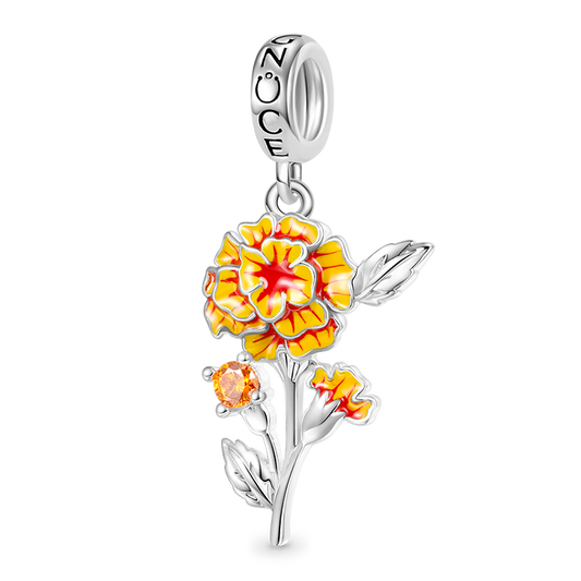 Gnoce Oct.Birthday Flower Marigold Pendant Dangle Charm_1