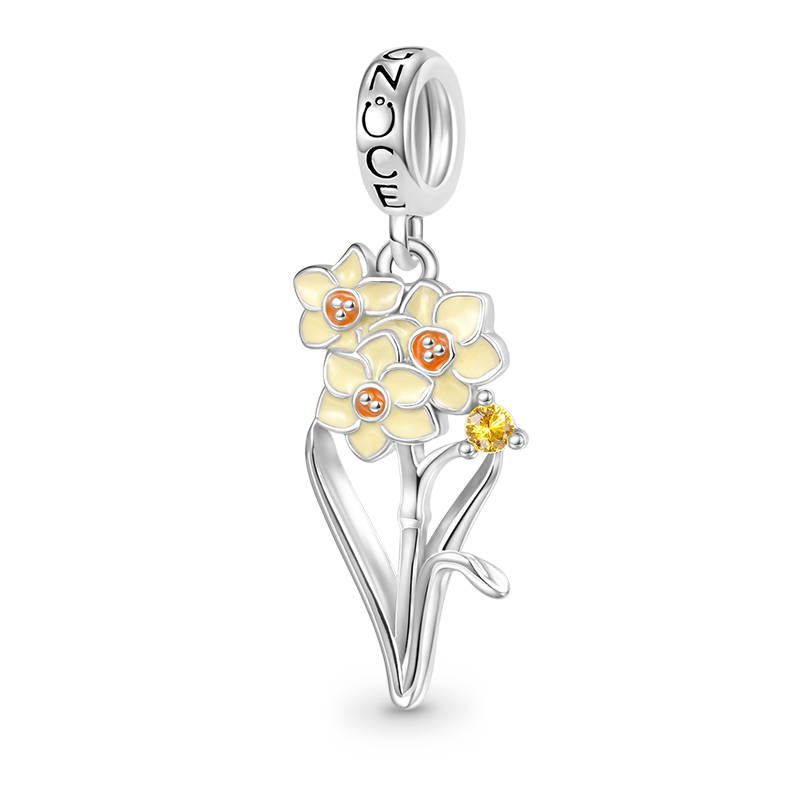 Gnoce Dec.Birthday Flower Narcissus Pendant Dangle Charm_1