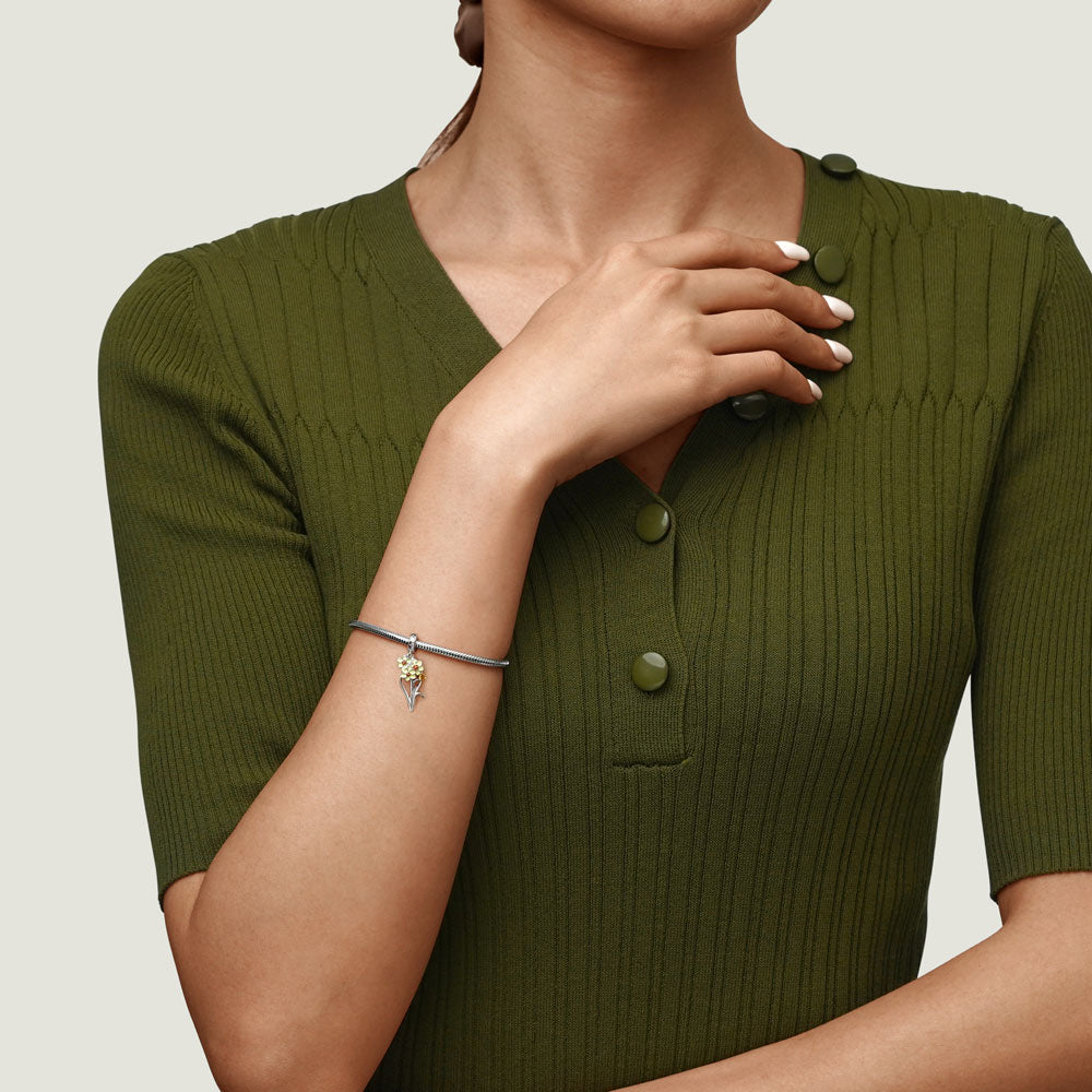 Gnoce Dec.Birthday Flower Narcissus Pendant Dangle Charm_4