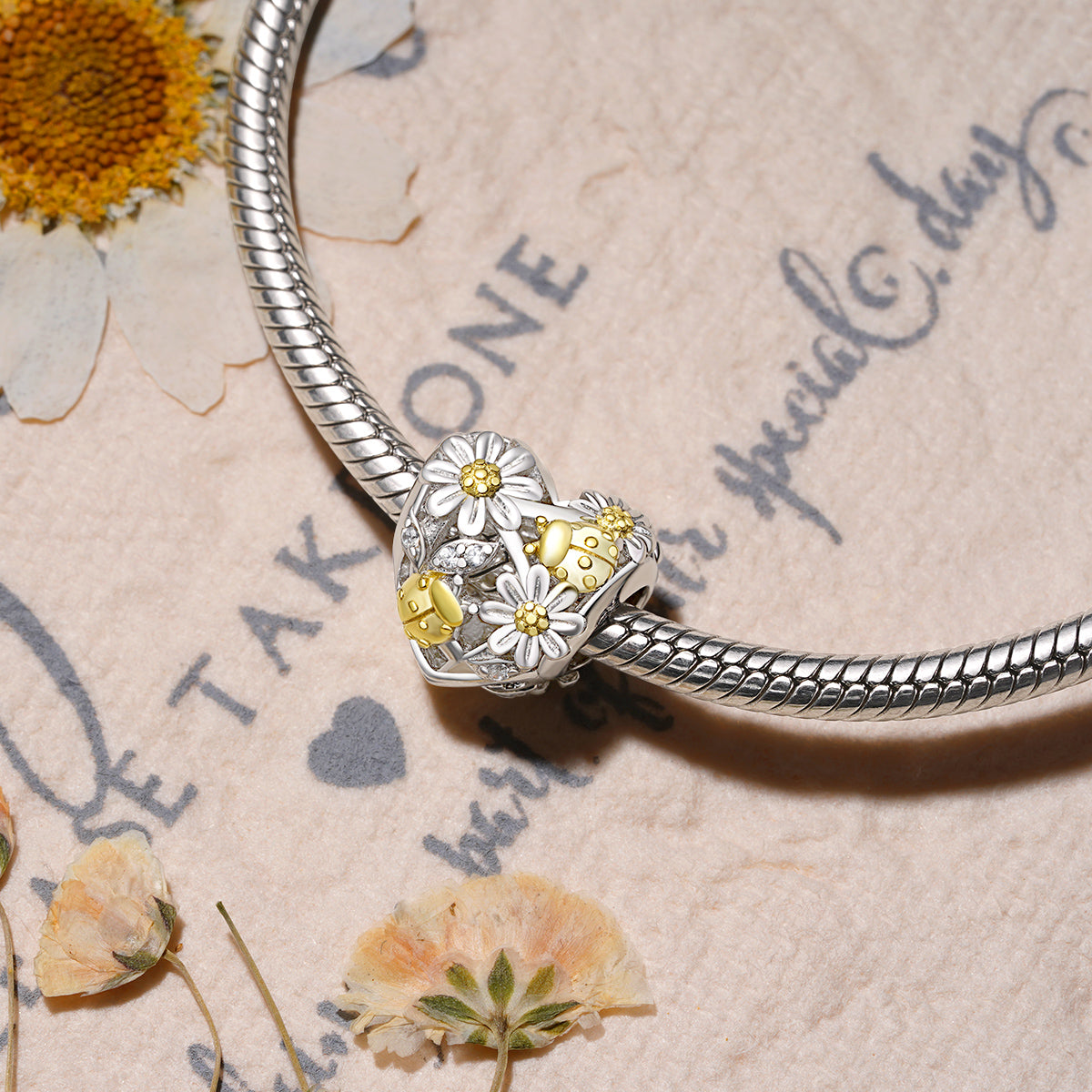 Gnoce Spring daisy ladybug Hollow Charm_3