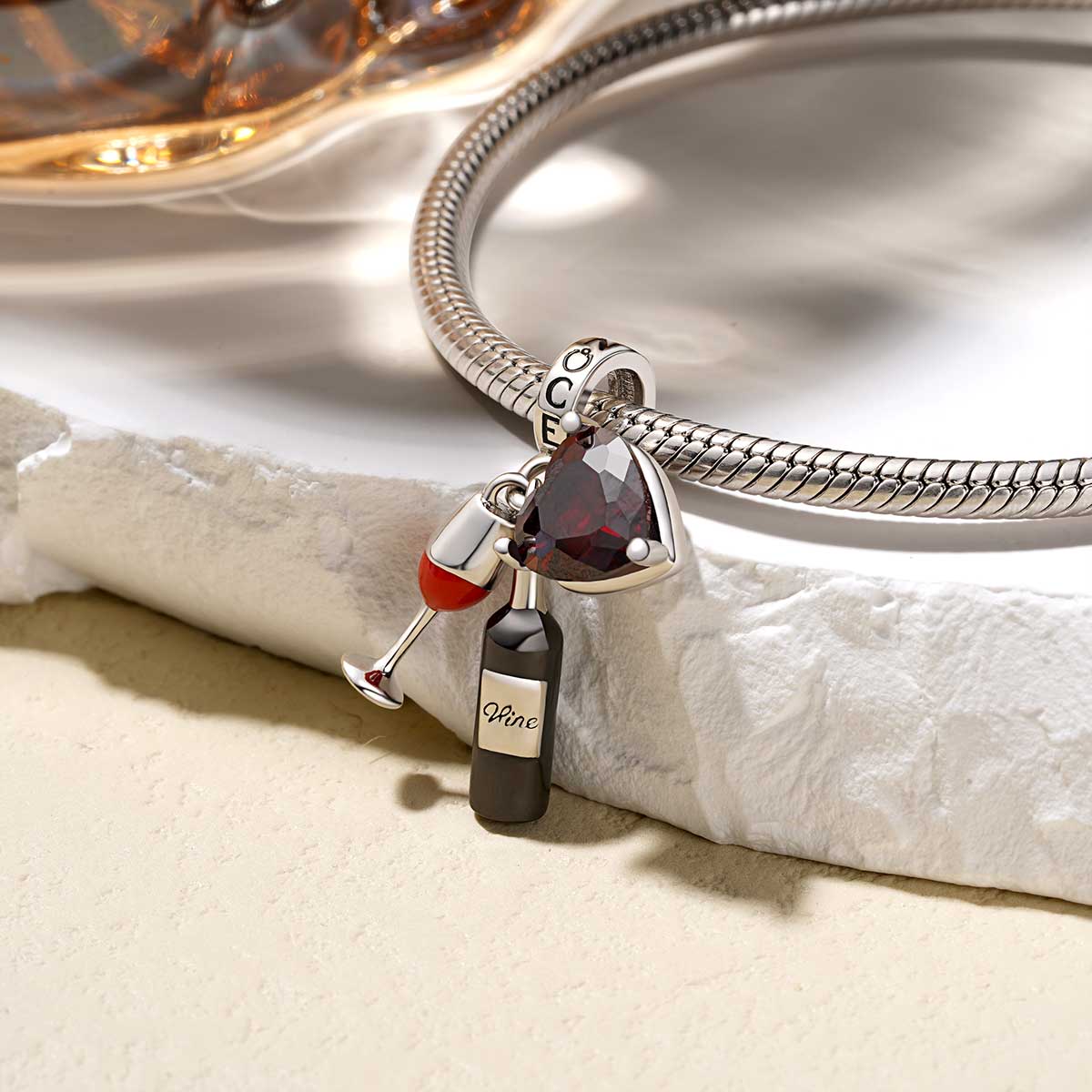 Gnoce Wine Cup Love Triple Pendant Dangle Charm_3