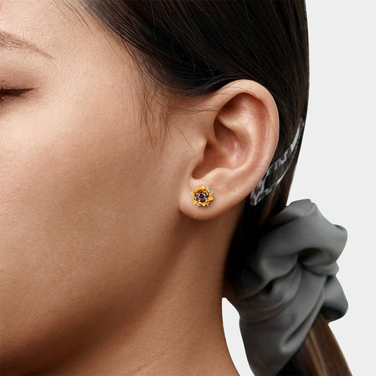 Gnoce Sparkling Sunflower Stud Earrings_3