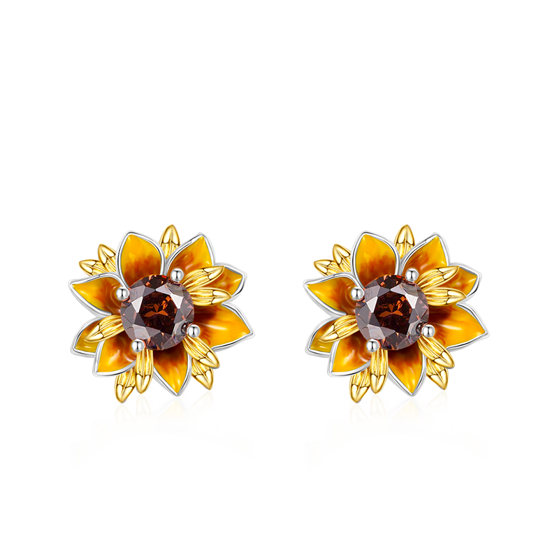 Gnoce Sparkling Sunflower Stud Earrings_1