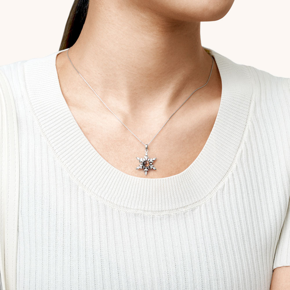 Gnoce Projection Snowflake Personalized Photo Necklace_5