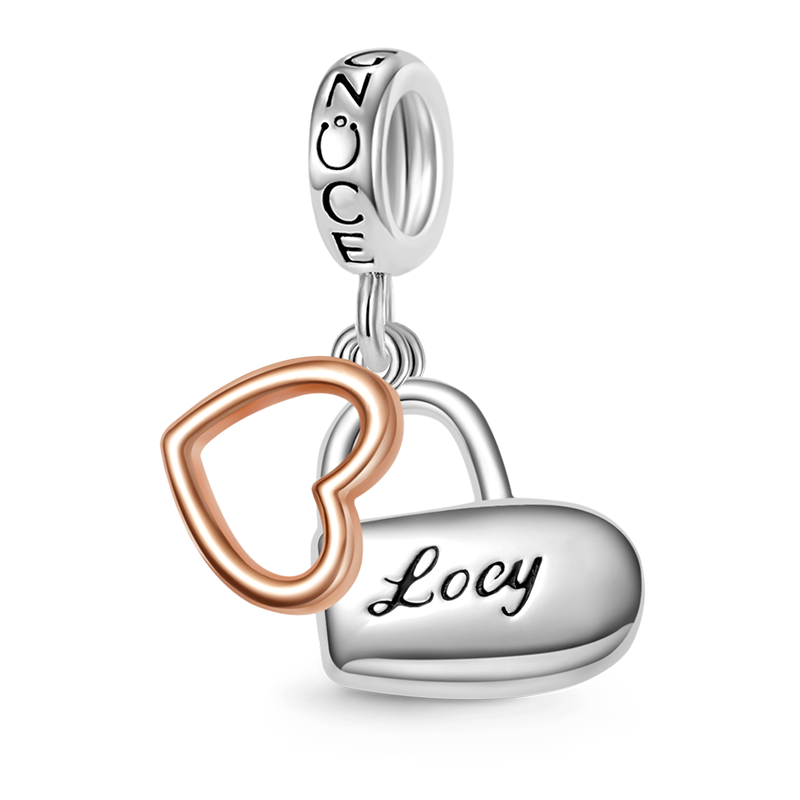 Gnoce Love Lock Engravable Pendant Dangle Charm_1