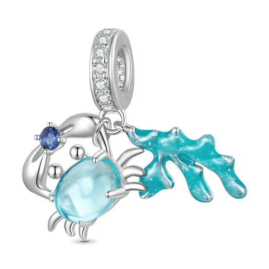 Gnoce Crab& Seaweed Double Pendant Dangle Charm_1