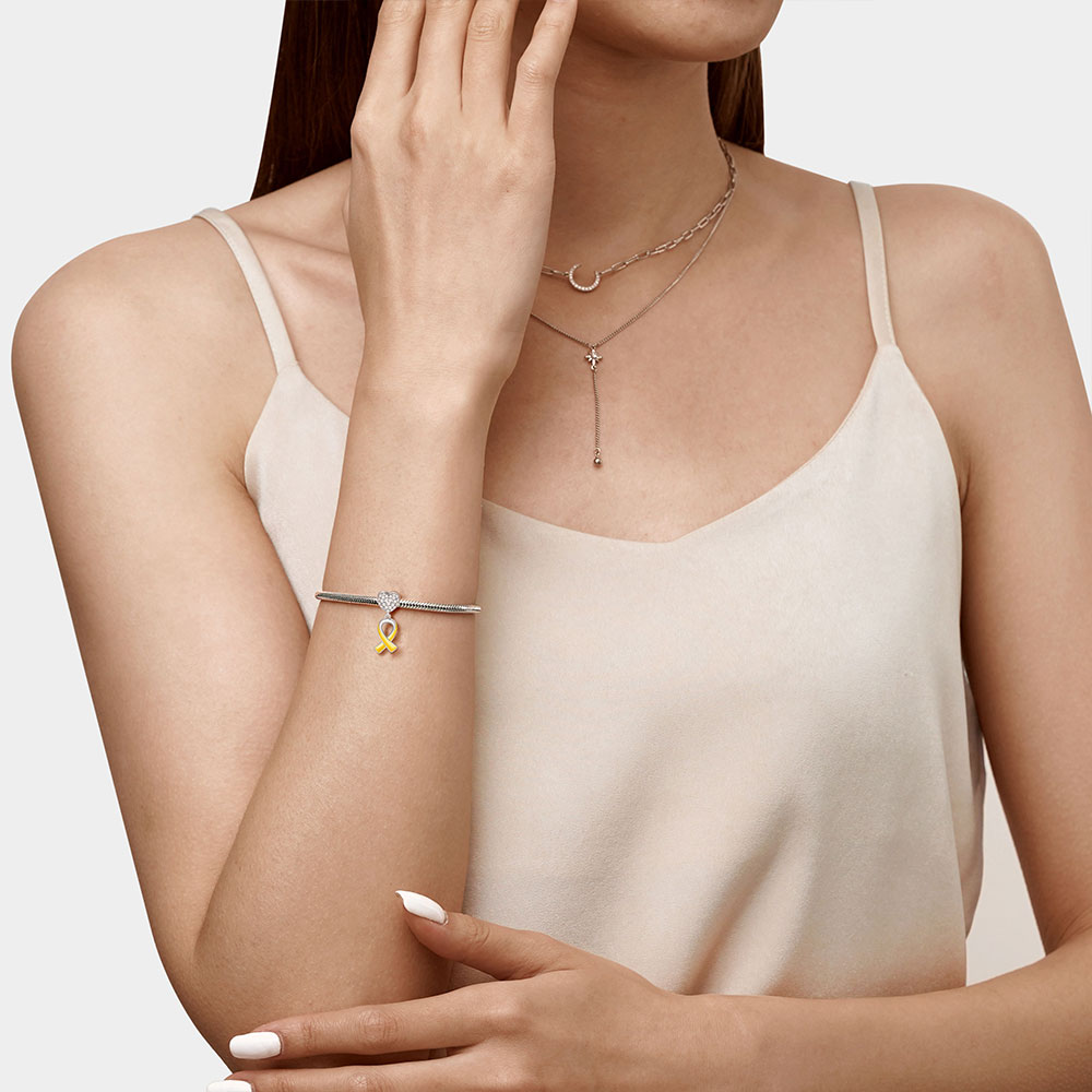 Gnoce endometriosis Awareness Yellow Ribbon Charm_2