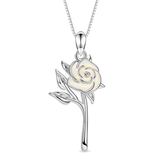 Gnoce White Rose Flower Necklace_1