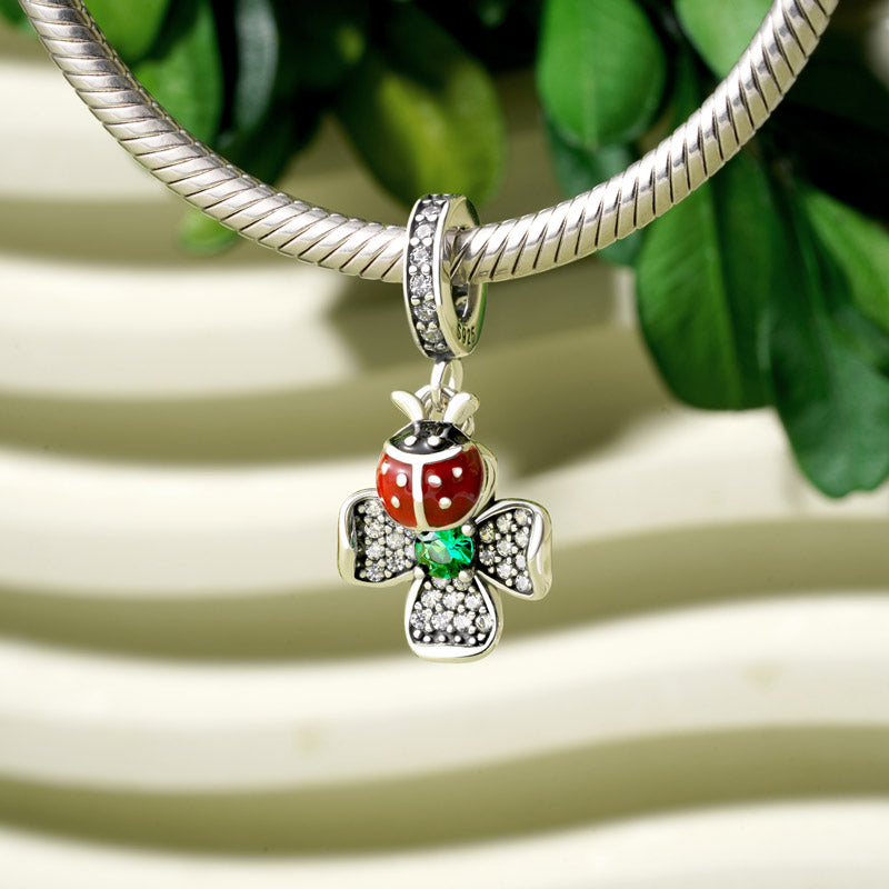 Gnoce Lucky Clover Ladybug Pendant Dangle Charm_3