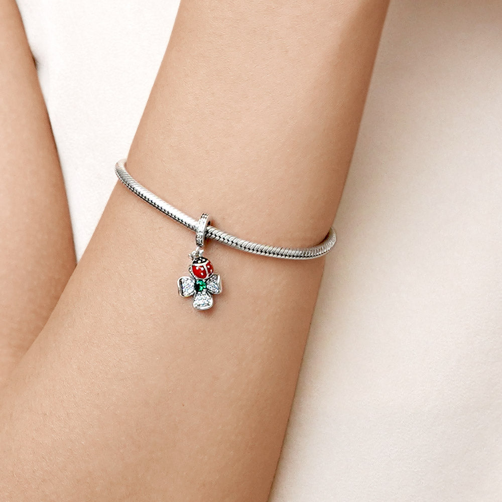Gnoce Lucky Clover Ladybug Pendant Dangle Charm_5