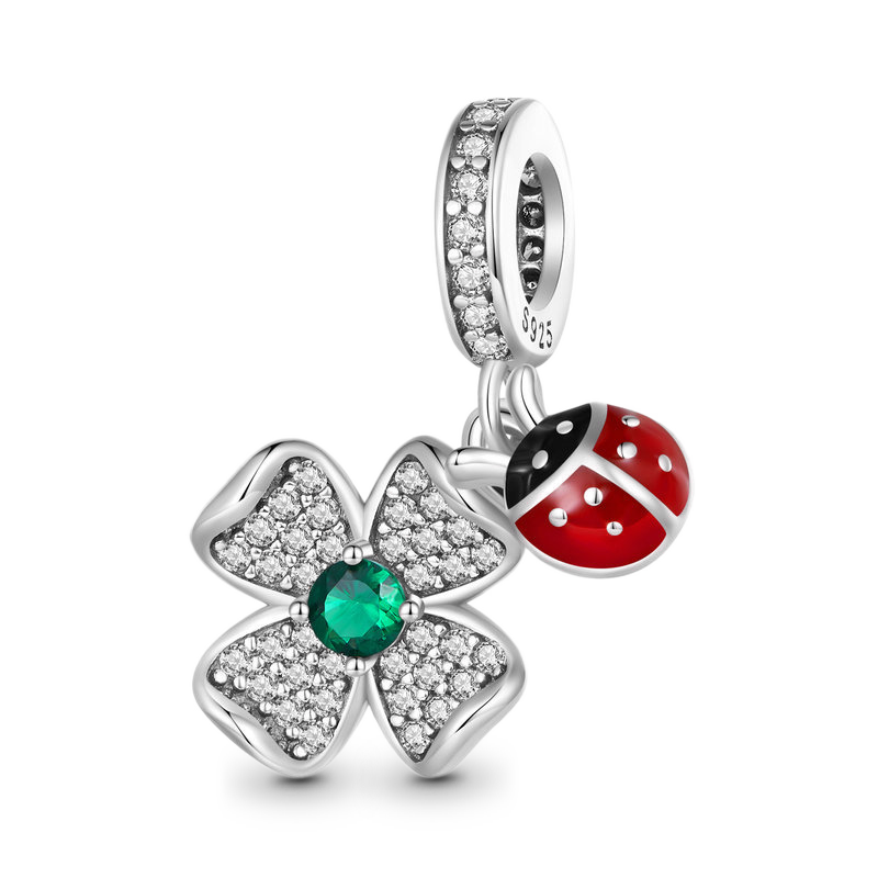 Gnoce Lucky Clover Ladybug Pendant Dangle Charm_1