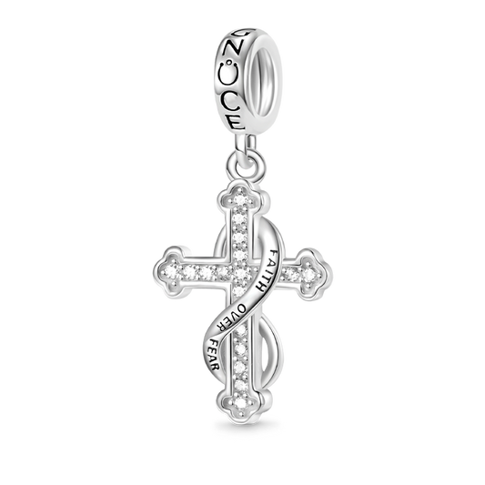 Gnoce "FAITH OVER FEAR" Eternal Cross Pendant Dangle Charm_1