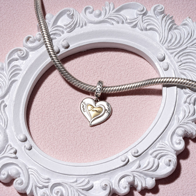 Gnoce Family Love Heart Engravable Pendant Dangle Charm_4
