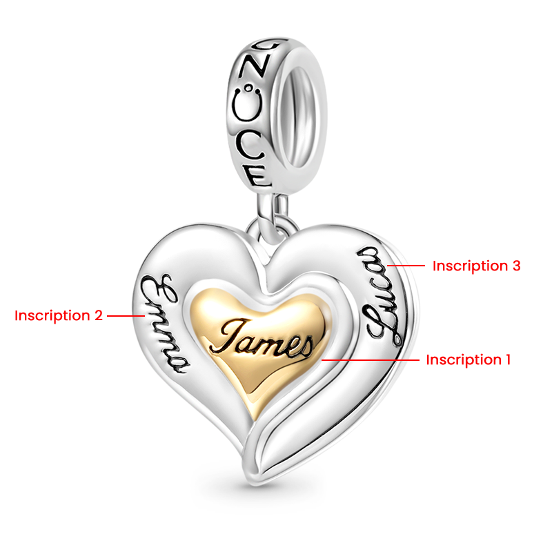 Gnoce Family Love Heart Engravable Pendant Dangle Charm_2