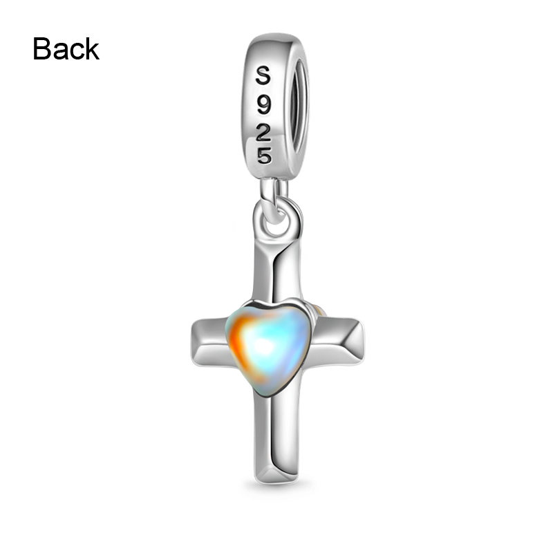 Gnoce Love Heart Moonstone Cross Pendant Dangle Charm_2