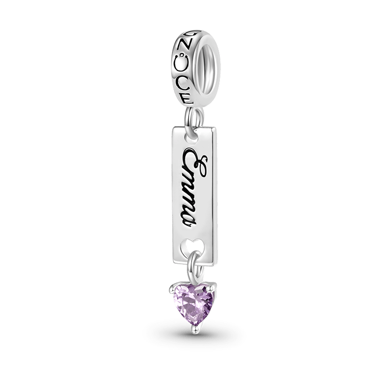 Gnoce Classic Bar Heart Birthstone Engravable Pendant Dangle Charm_2