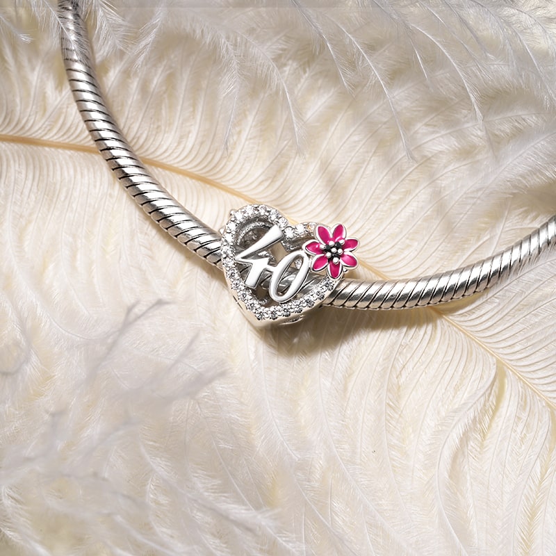 Gnoce Celebration 40th Birthday Heart Charm_2