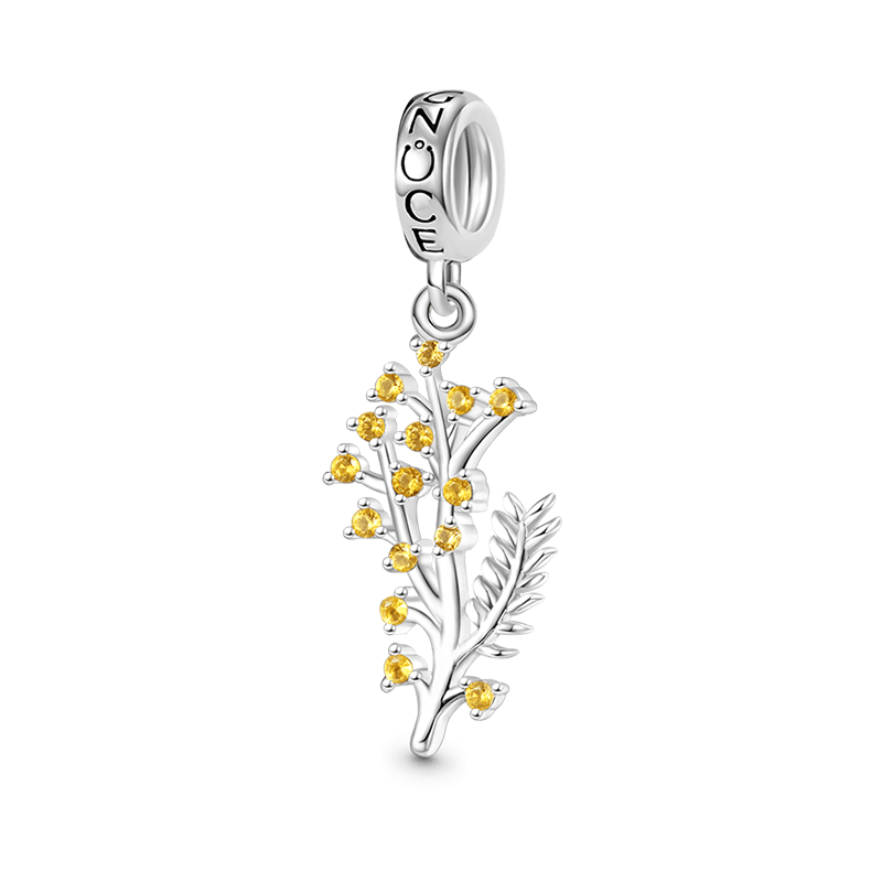 Gnoce Silver Wattle Flower Pendant Dangle Charm_1