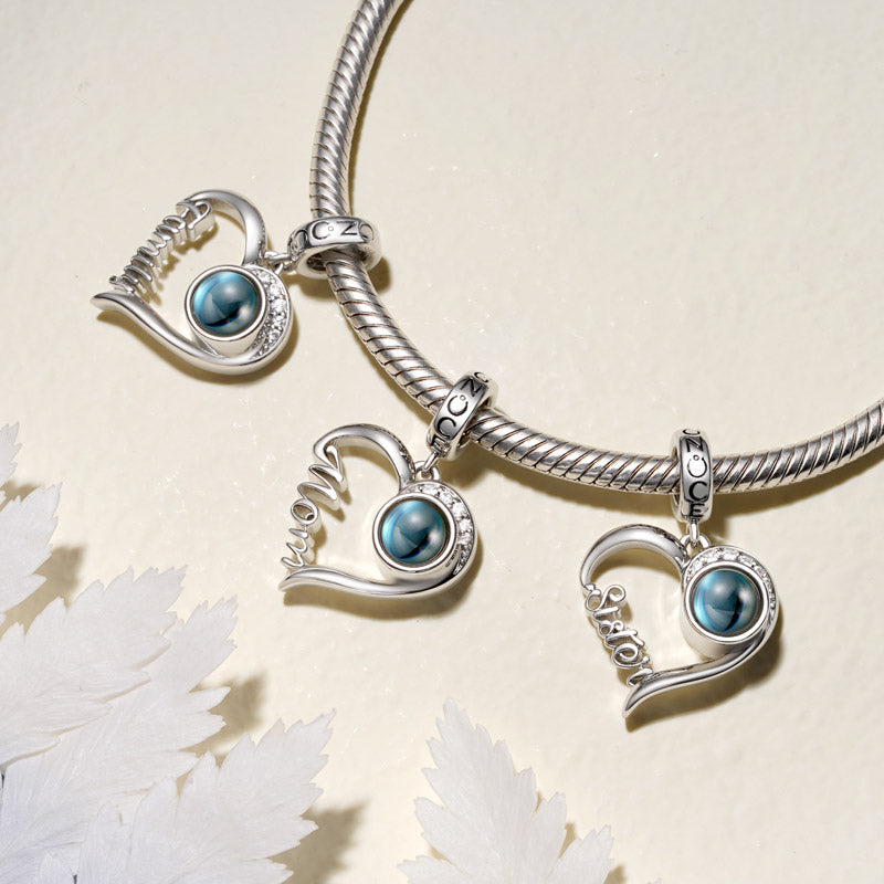 Gnoce Projection Love Family Heart Personalized Photo Pendant Dangle Charm_4