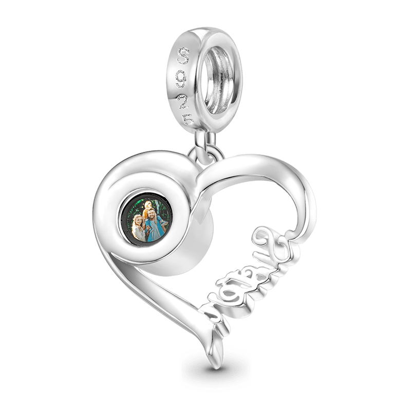 Gnoce Projection Love Family Heart Personalized Photo Pendant Dangle Charm_3