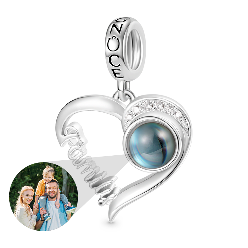 Gnoce Projection Love Family Heart Personalized Photo Pendant Dangle Charm_1
