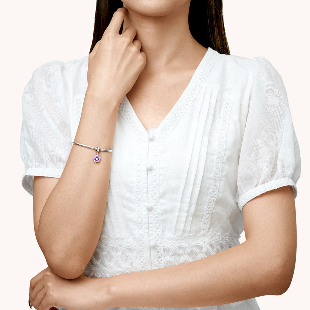 Gnoce Purple Flower Pendant Dangle Charm_4