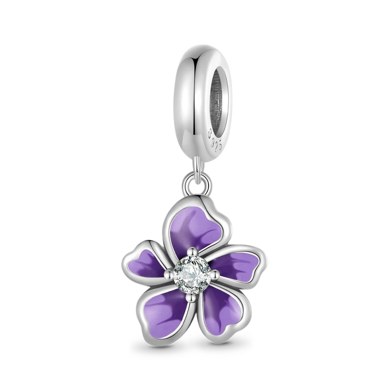 Gnoce Purple Flower Pendant Dangle Charm_1